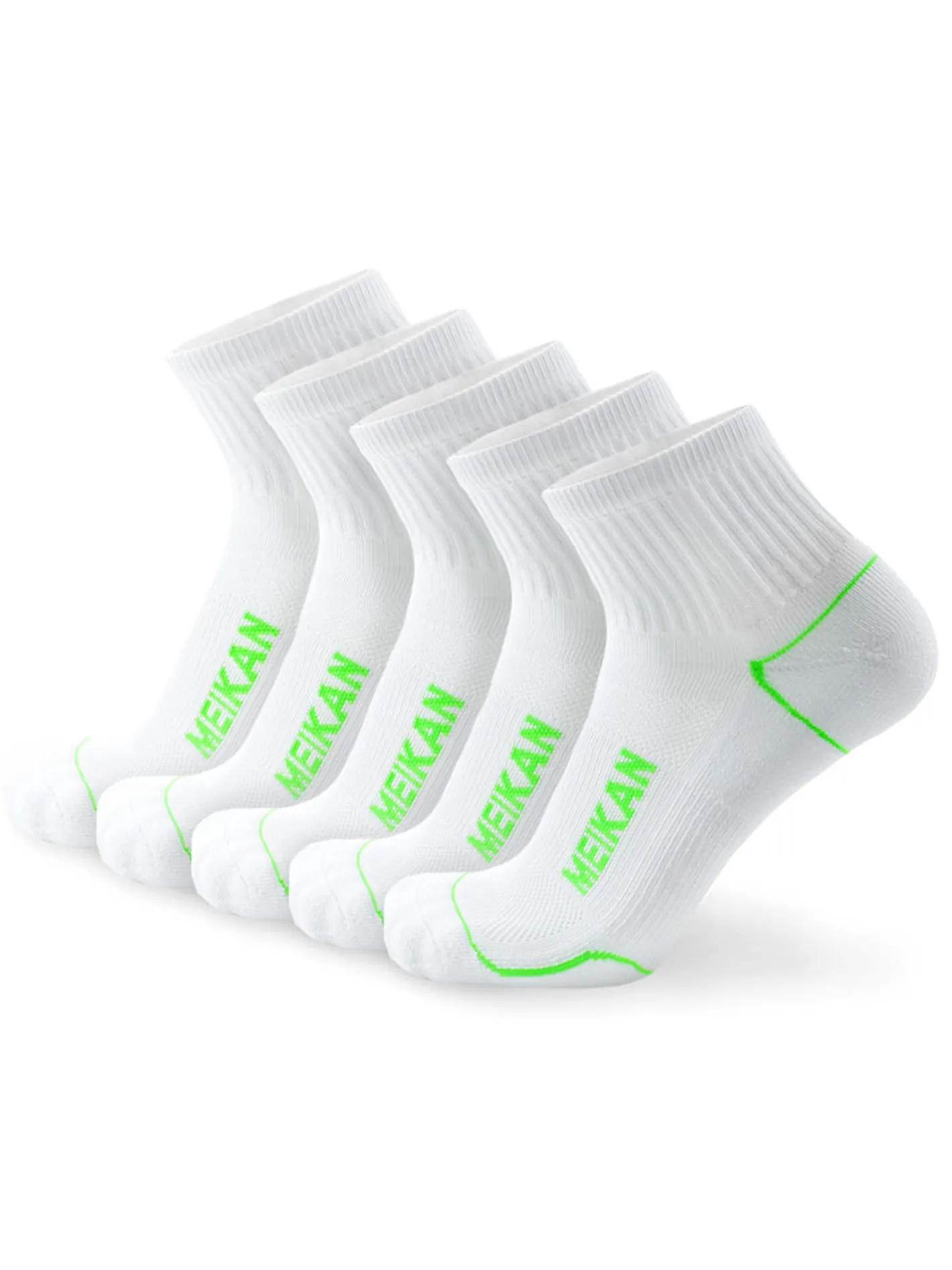 Meikan Socks Meikan 5 Pack Quarter Cut REPREVE Performance Sports Socks
