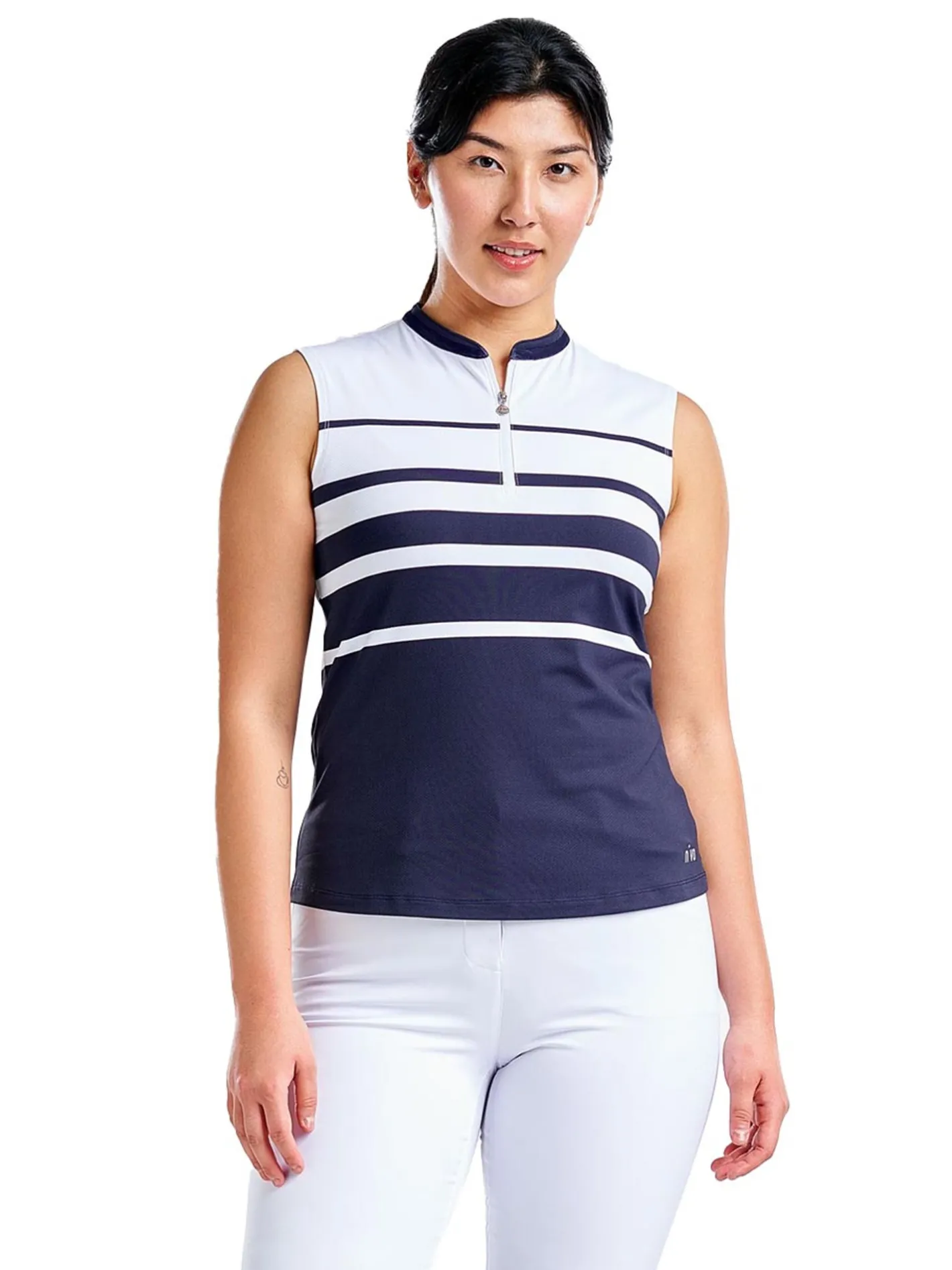Women Nivo Women's Linnea Sleeveless Livcool Mock - White/Navy