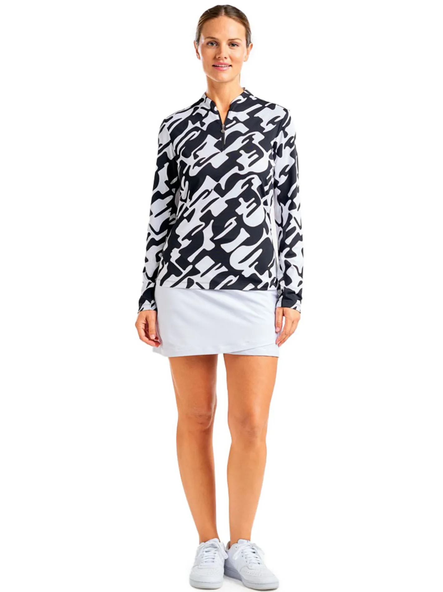 Women Nivo Women's Lolita Long Sleeve Livcool Mock - Black/White