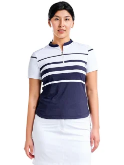 Women Nivo Women's Lynda Short Sleeve Mock - White/Navy