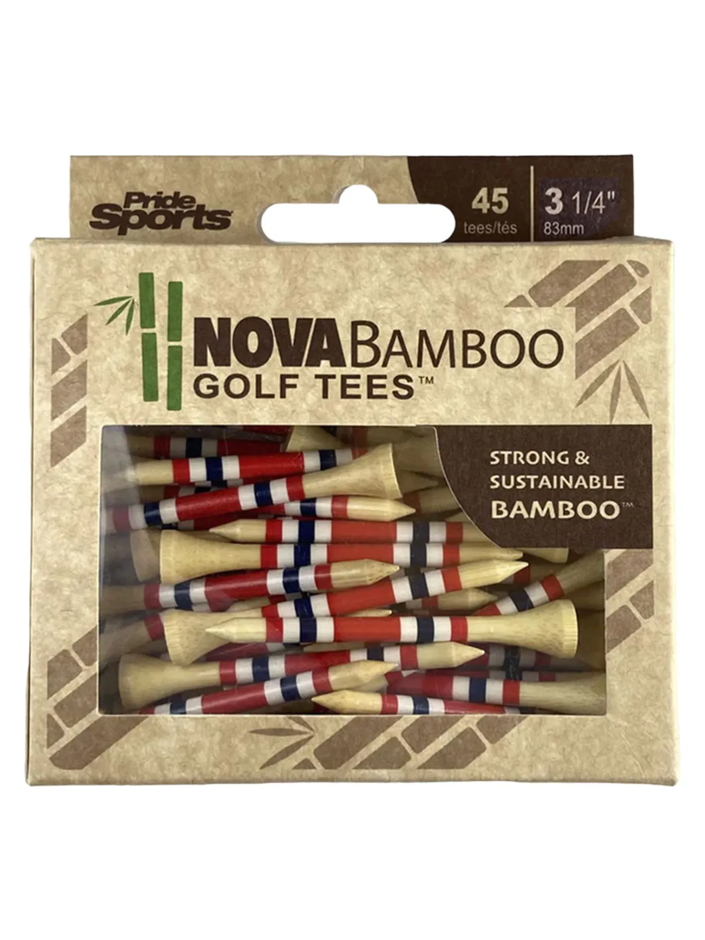 Pride Golf Tee Nova Bamboo Striped Golf Tees - 3.25"