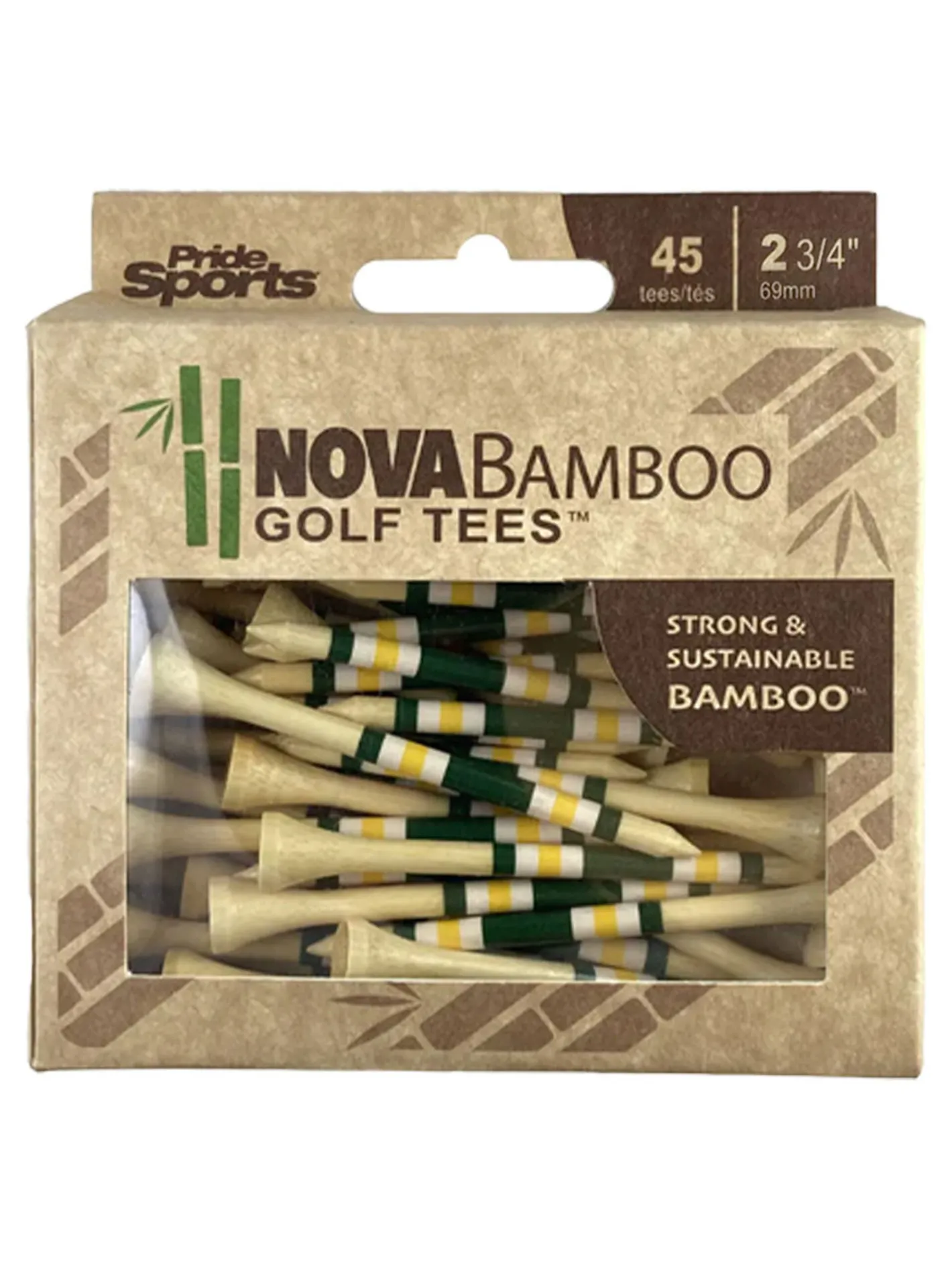 Pride Golf Tee Nova Bamboo Striped Golf Tees - 2.75"