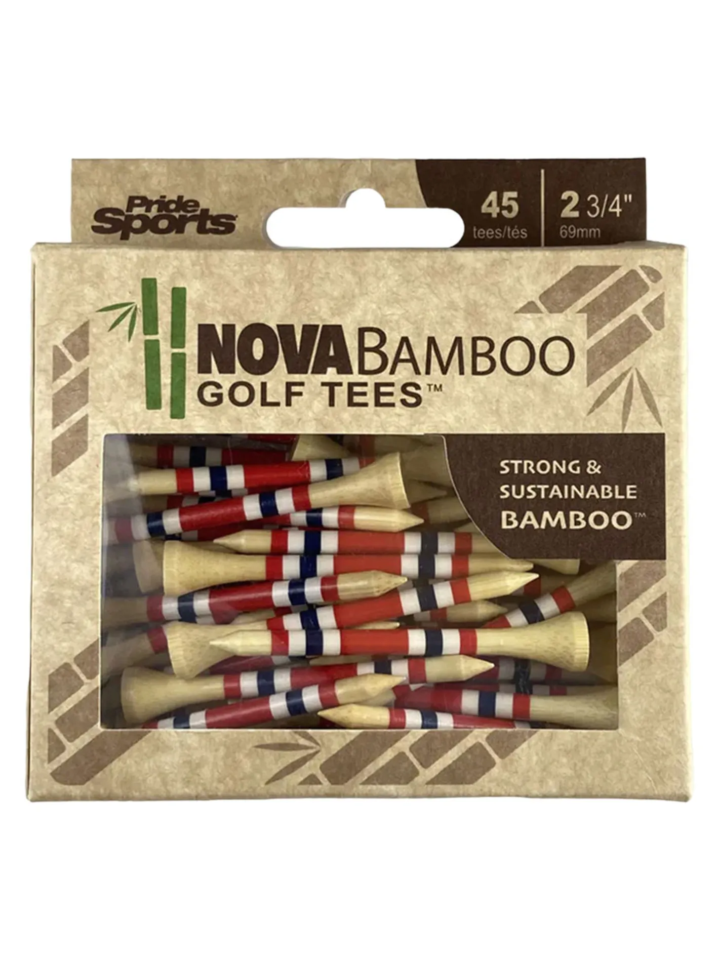 Pride Golf Tee Nova Bamboo Striped Golf Tees - 2.75"