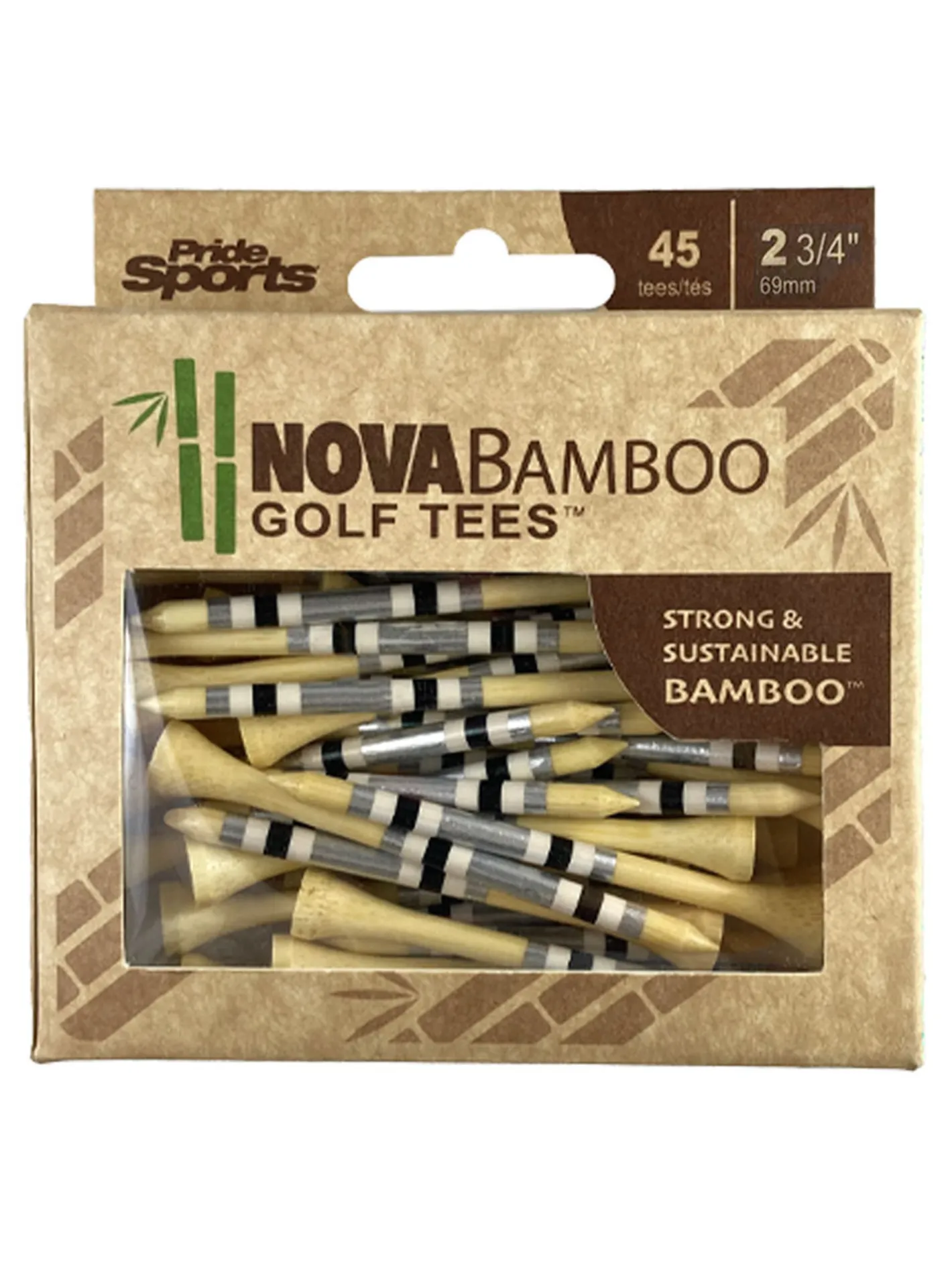 Pride Golf Tee Nova Bamboo Striped Golf Tees - 2.75"