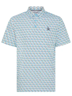 Original Penguin Layered Umbrella Print Polo - Blue Grotto