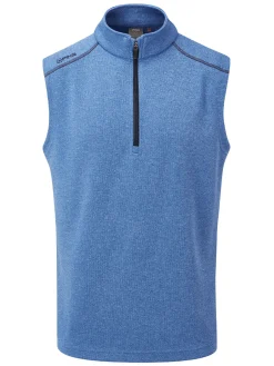 PING Ramsey 1/2 Zip Ribbed Fleece Vest - Snorkel Blue Marl