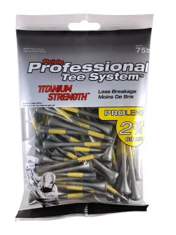 Pride Golf Tee Pride PTS Titanium Tees 75 Pack 2.75 Inch Silver/Yellow