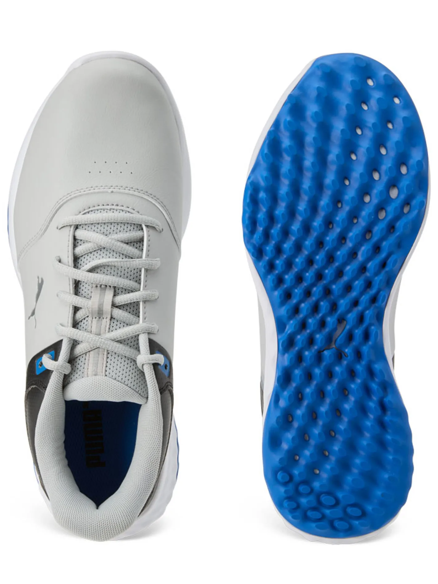 Puma FUSION Smash Wide Golf Shoes - Ash Grey/ Black/Team Royal