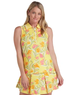 Women Puma Womens x Dani Dazey Sleeveless Polo - Sunny Yellow